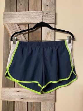 Women’s Navy Athletic Running Shorts with Lime Trim